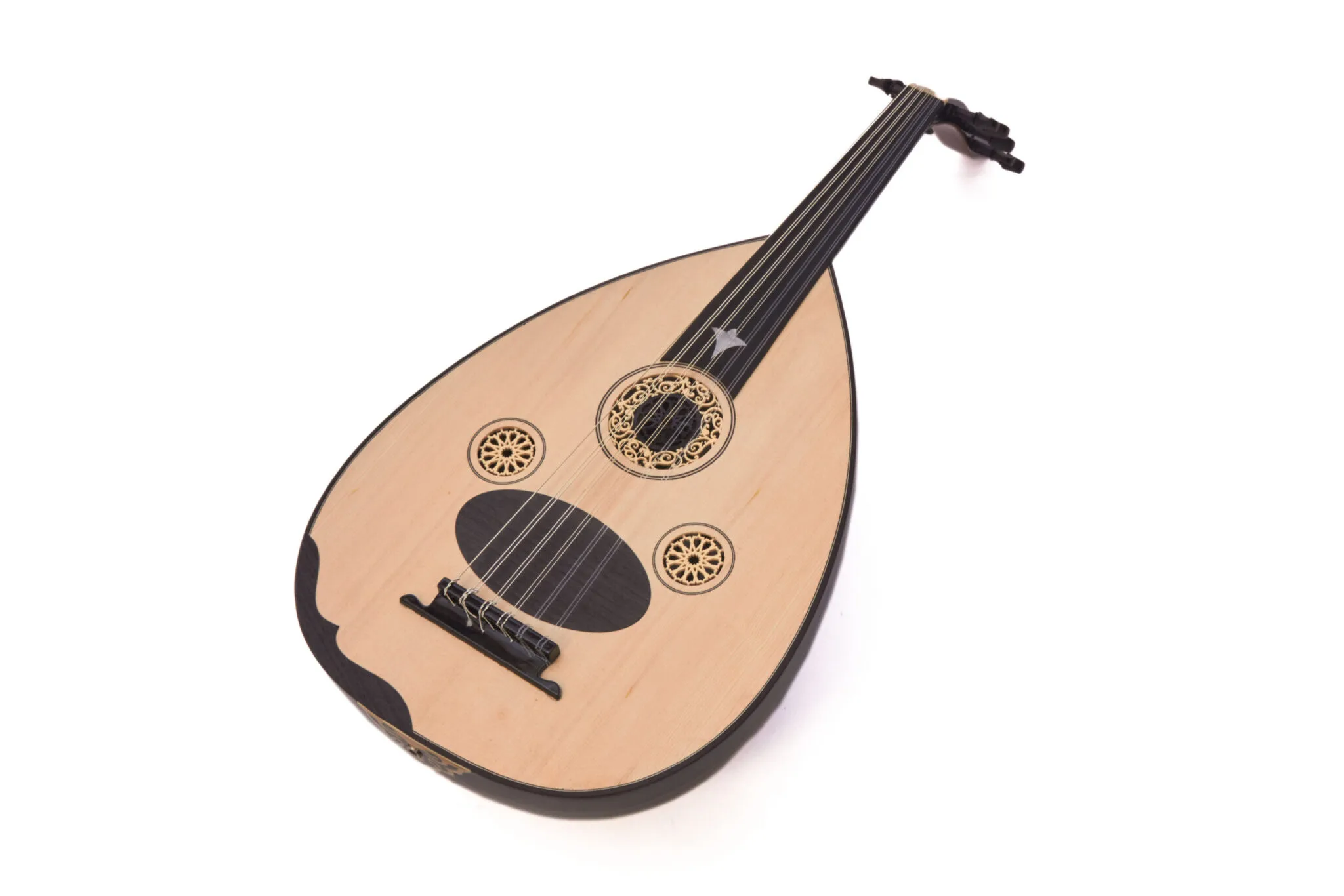 Turkish Oud with Internal Pickup by Master Enver Asaf - Authentic Craftsmanship, Modern Versatility. Black - Image 5